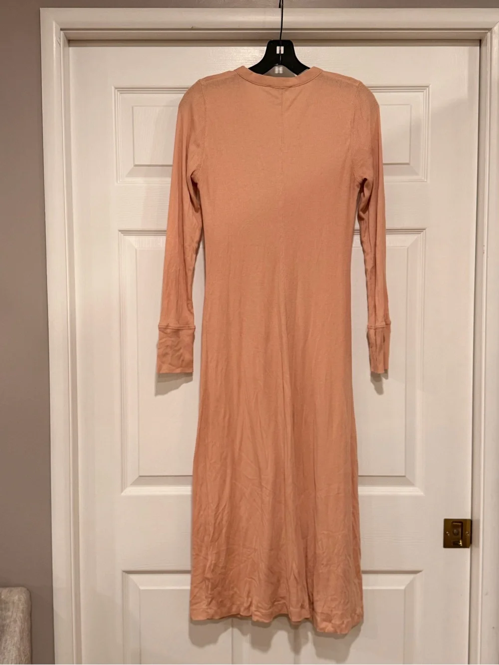 J crew Neutral Peach Ribbed button-front knit dress Long sleeves #423